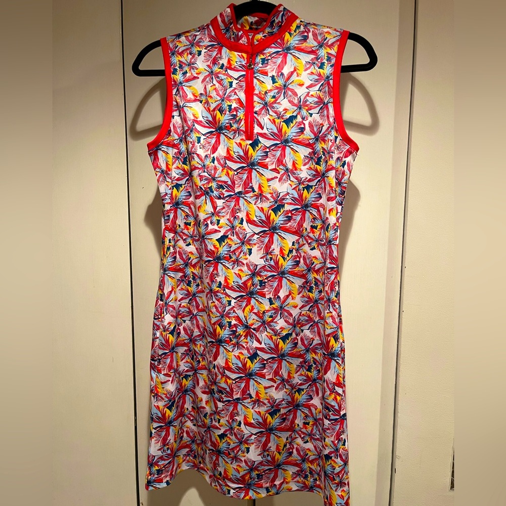 Daily Sports Sweden Ladies Golf Dress White Multicolor Floral Print Size Small
